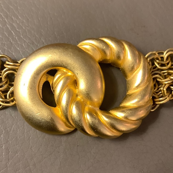 80’s RAU KLIKIT GOLDEN KNOT TRIPLE CHAIN STRAND NECKLACE, MOB WIFE - Picture 3 of 12